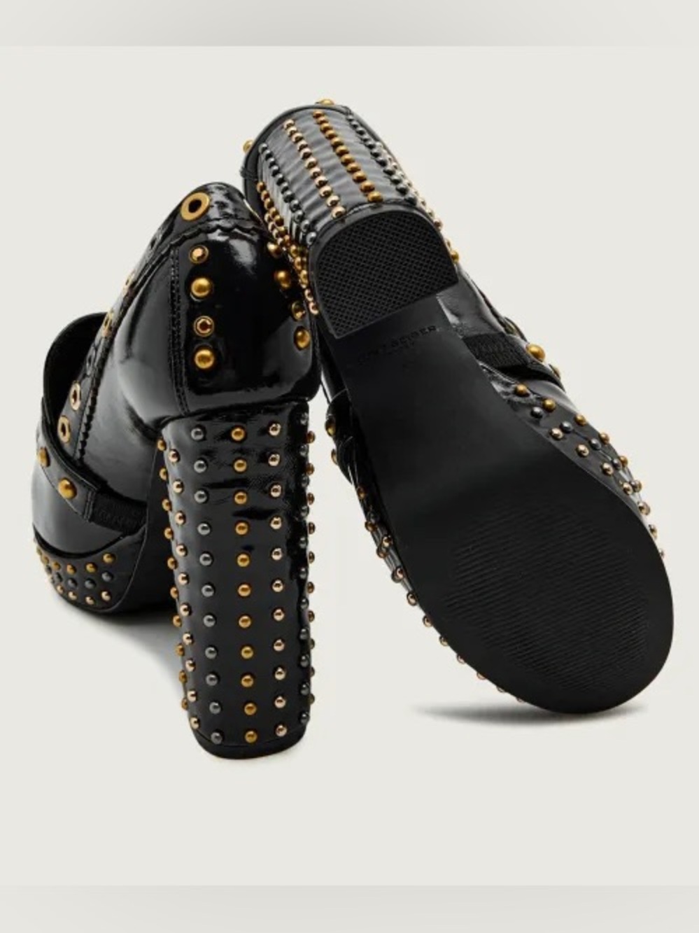 NWT Kurt Geiger Black Patent Loafers with Gold Heart Stud & Grommet Detail Sz 40 - Picture 6 of 15